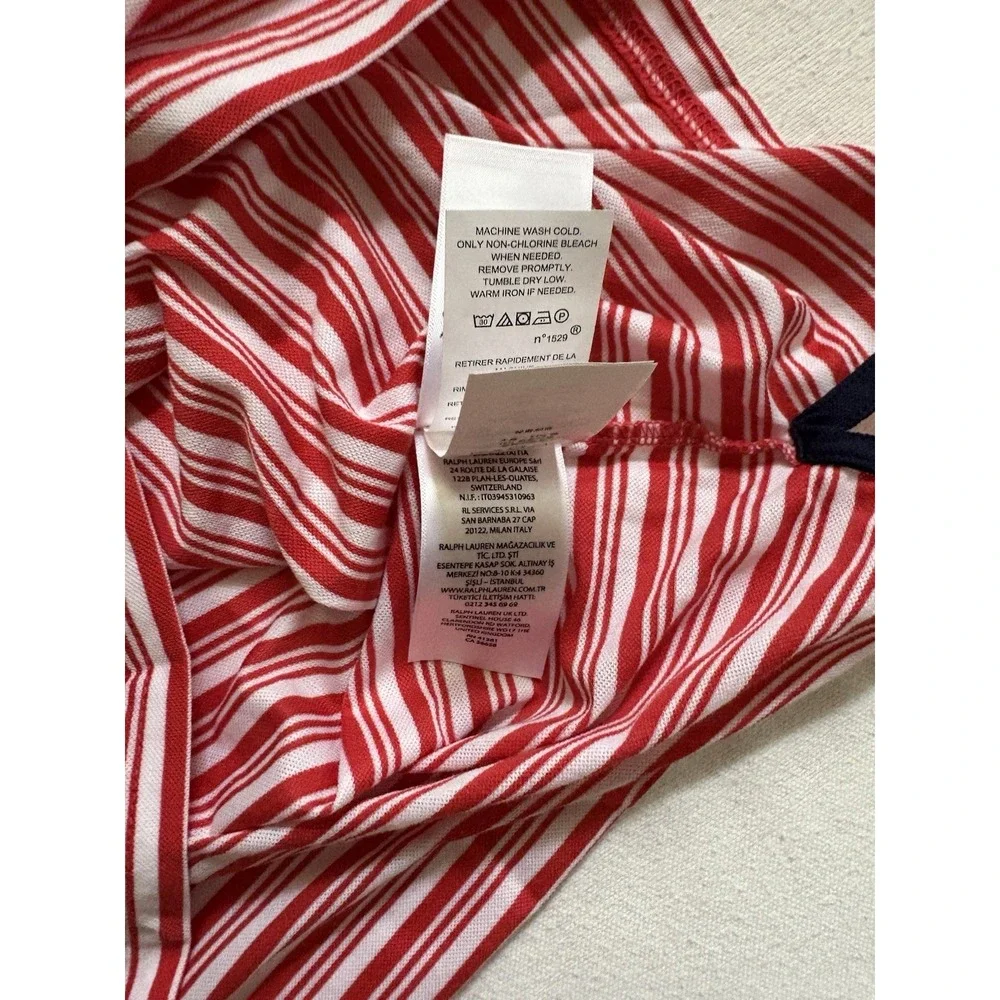 NEW Polo Golf Ralph Lauren Pro Fit Striped Golf Polo Shirt Red/White Mens Large